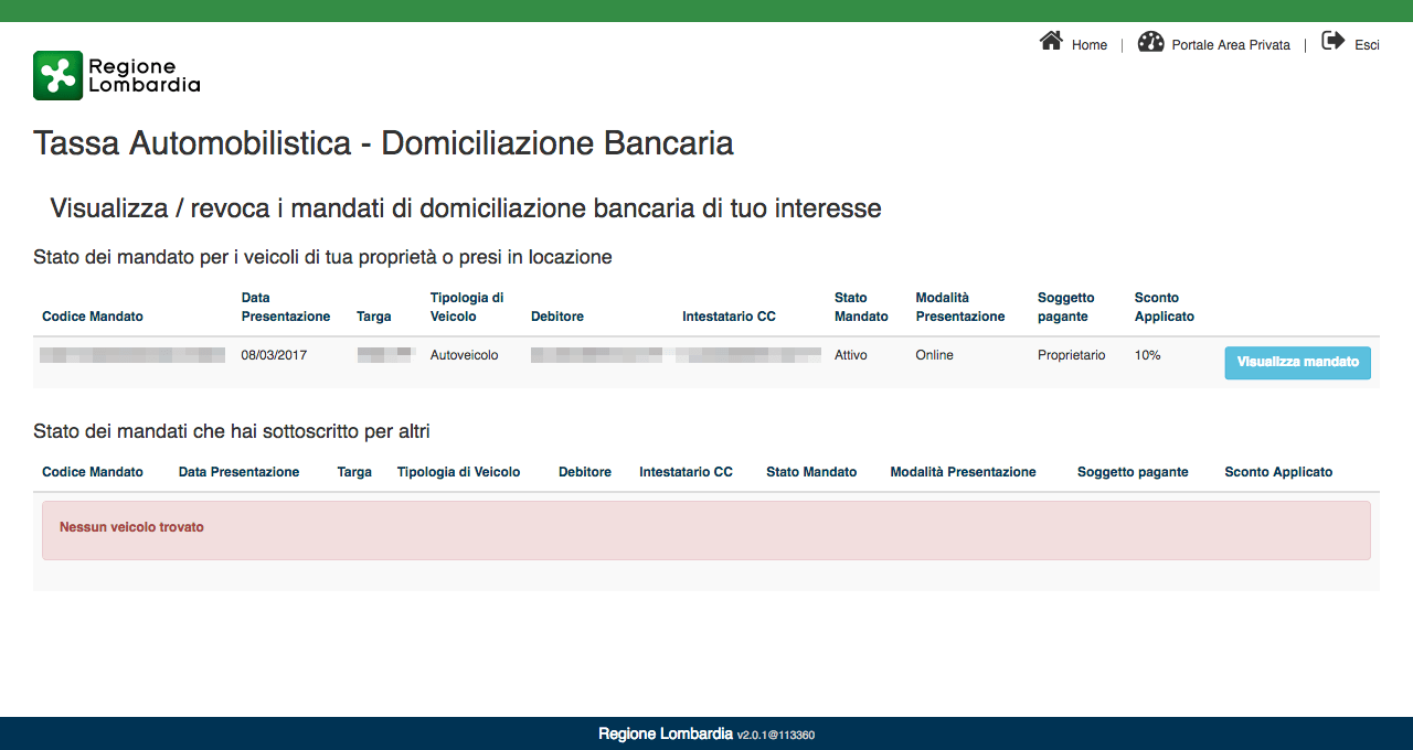 Regione Lombardia: Domiciliazione Bancaria Del Bollo Auto