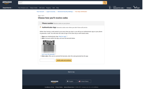 Sicurezza: la 2-step verification di Amazon 2
