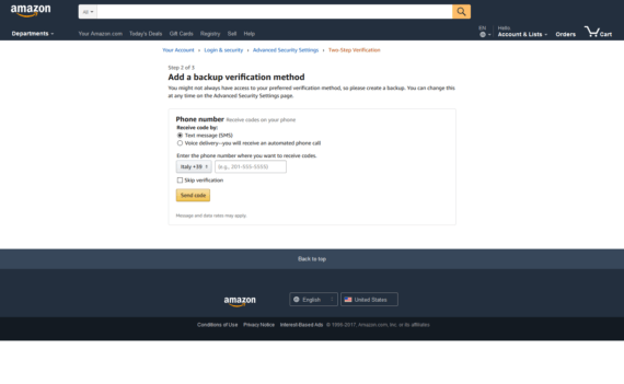 Sicurezza: la 2-step verification di Amazon 3