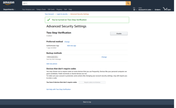 Sicurezza: la 2-step verification di Amazon 5
