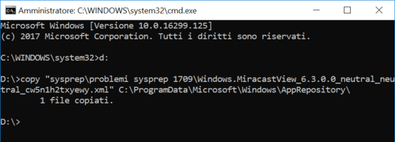Windows 10 1709: problemi di Sysprep a causa di MiracastView 1