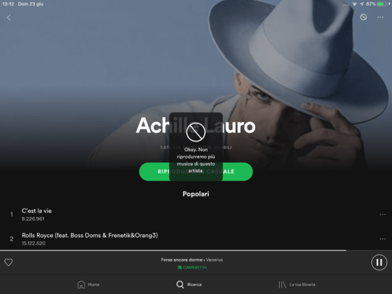 Spotify: impedire l'ascolto di un artista specifico 3