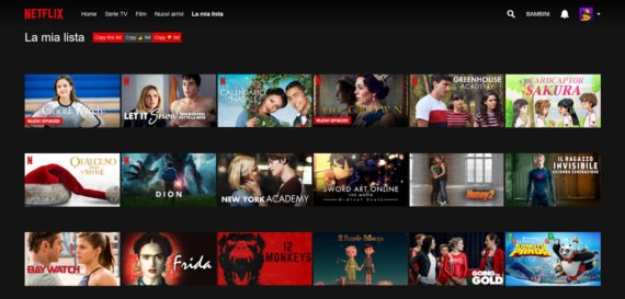 Netflix: copiare facilmente il contenuto de "La mia lista"