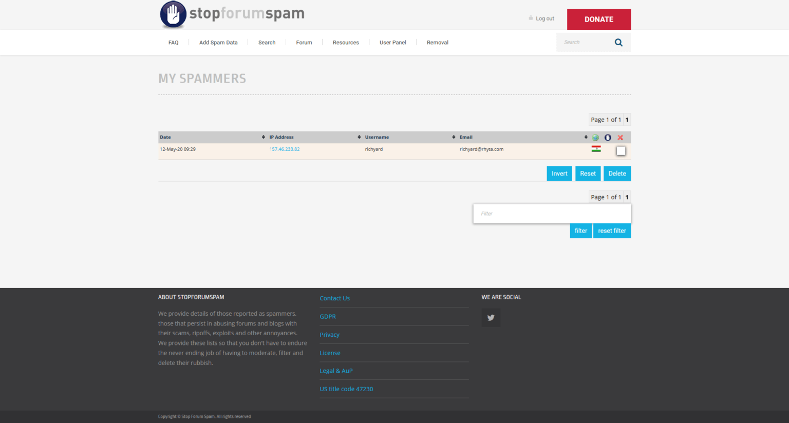 Stop Forum Spam: caccia (e segnalazione) allo spammer di turno