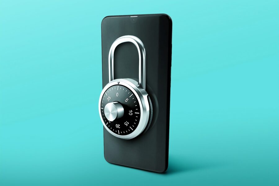 black combination padlock on blue surface