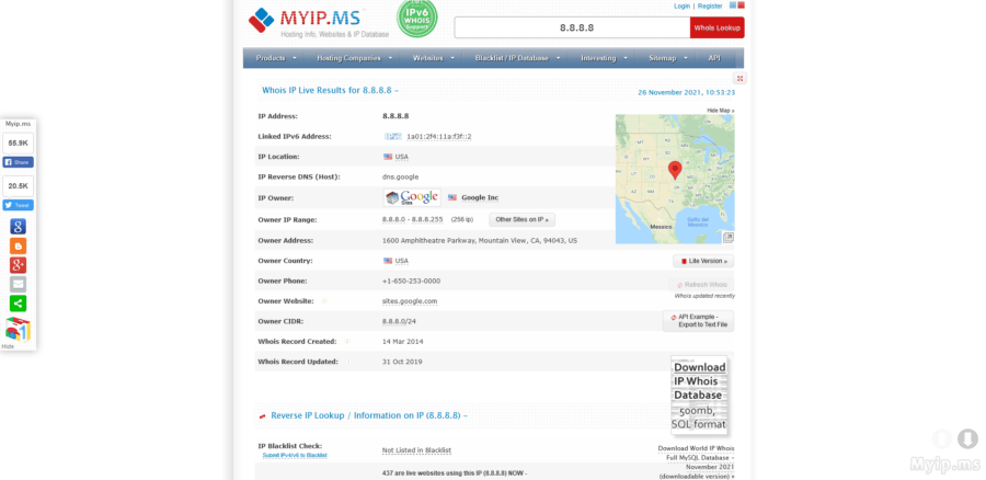 IPwhois: cerca dettagli riguardo uno specifico indirizzo IP