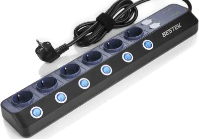 BESTEK 900J Multipresa Ciabatta Elettrica da Muro a 6 Prese Schuko e 4 USB