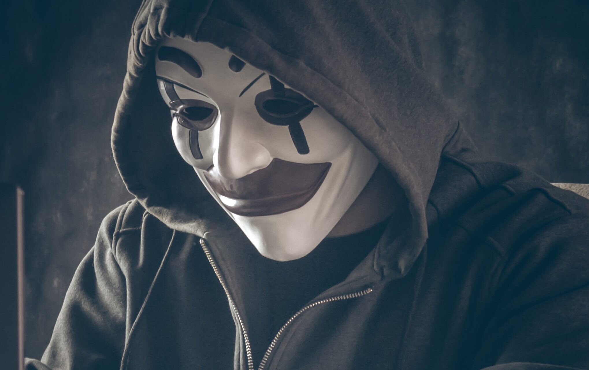 Anonymous computer hacker in white mask and hoodie.Instagram - @bermixstudio | Donation https://paypal.me/bermixclub Goal: $0 of $100 - any amount appreciated 🤘