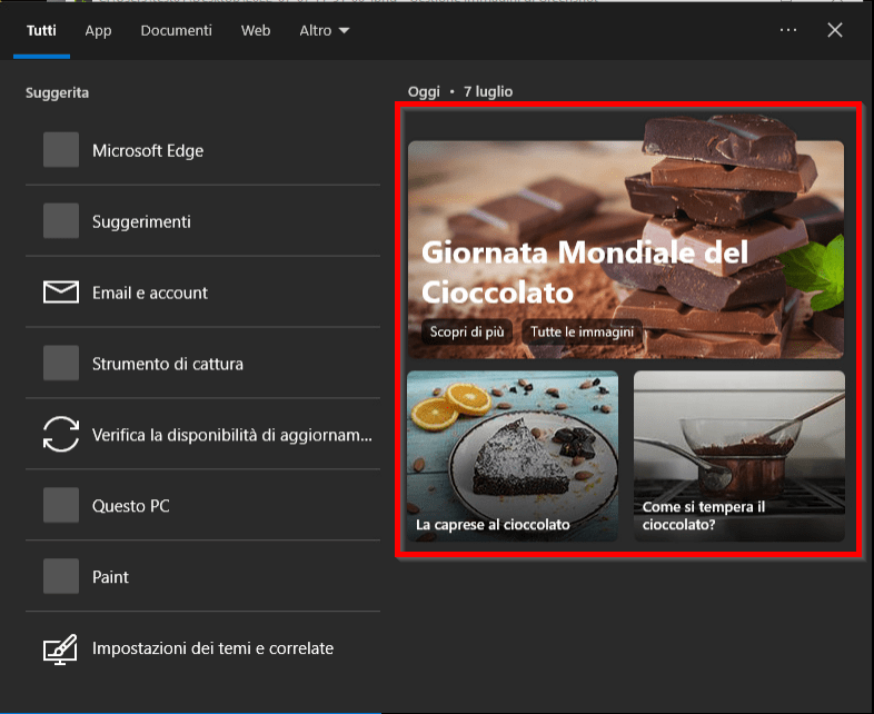 Disabilitare Search Highlights in Windows 1