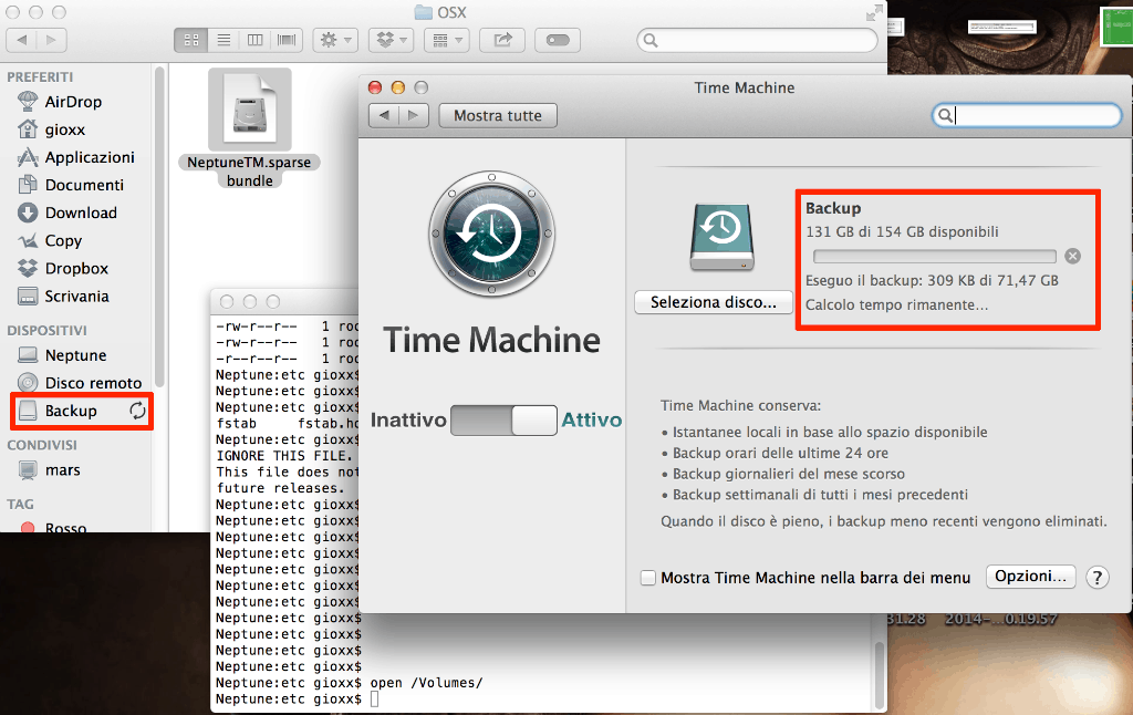 Time Machine: backup in rete su disco NTFS collegato ad una macchina Windows 7