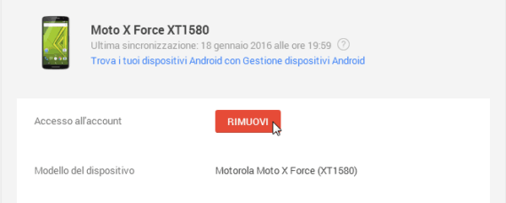 Android: rimuovere il vecchio telefono dall'account Google