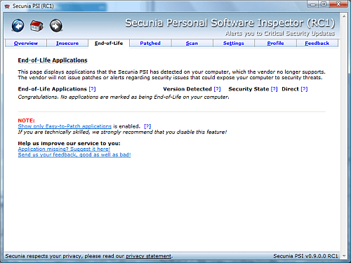 Secunia Personal Software Inspector 7