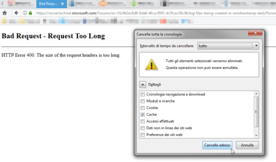 Firefox: risolvere il problema del Bad Request - Request Too Long 1
