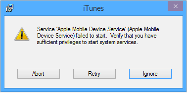 iTunes: Apple Mobile Device failed to start