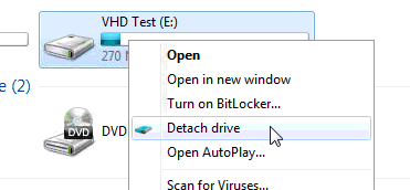Montare un disco VHD con un clic destro del mouse 1