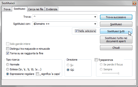 Notepad++: aggiungere testo a inizio e fine di ogni linea 1
