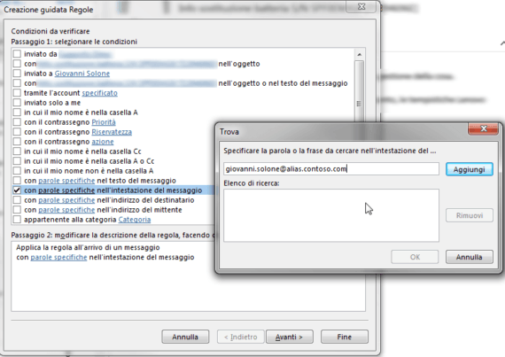 Outlook: intercettare mail inviate a un proprio alias