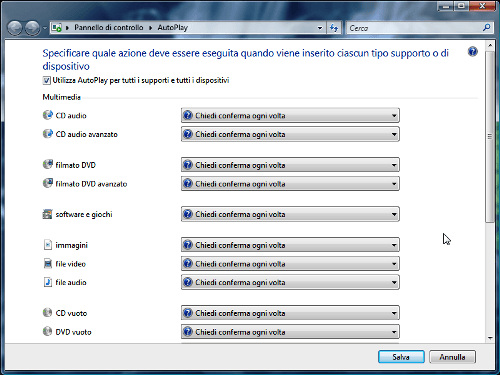 Autoplay su Windows Vista 1