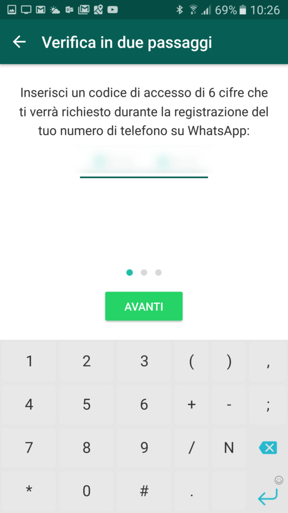 Sicurezza: la 2-step verification di WhatsApp 3